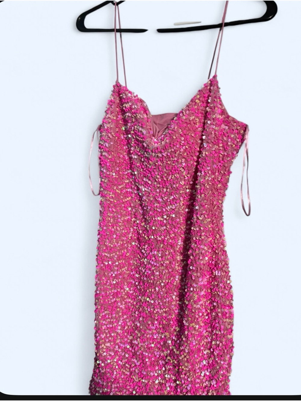 Pink Sequin Slip Dress
